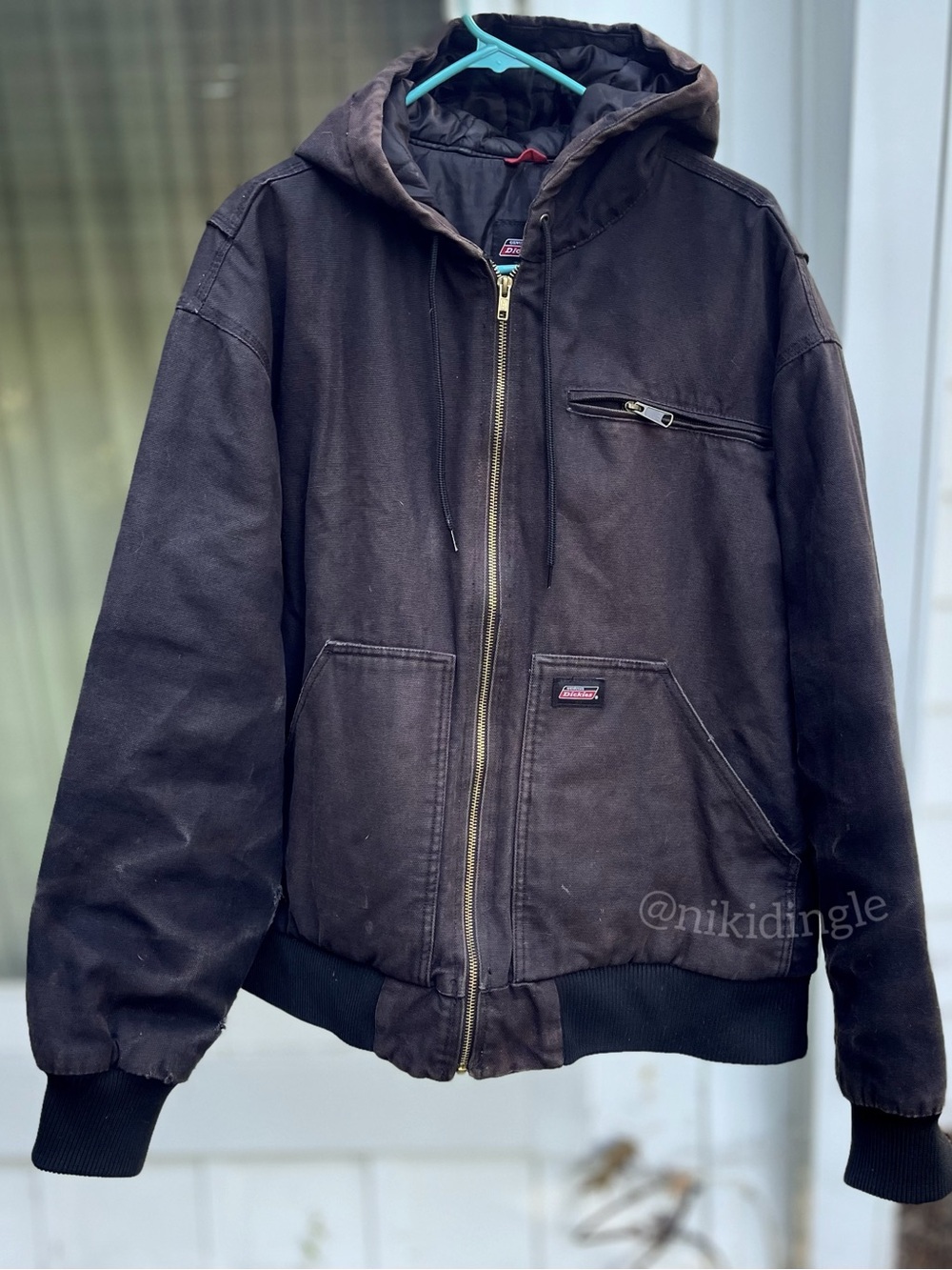 Dickies Workwear Hooded Canvas Duck Jacket coat Hoodie Faded Thrashed Grunge XL